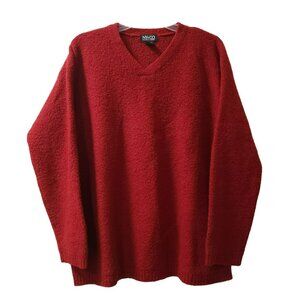 NY&Co Red Sweater, Womens Med, Wool Blend, V-Neck Pullover, New York Company